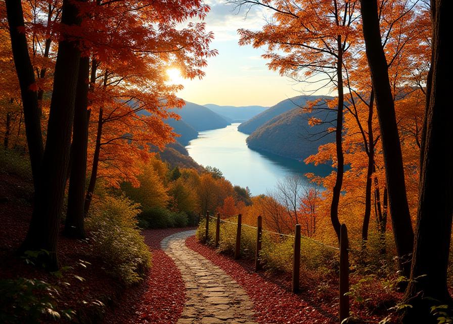 Scenic hiking trail overlooking the Hudson River