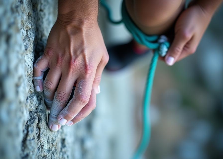 Climber on a steep granite face in Upstate New York